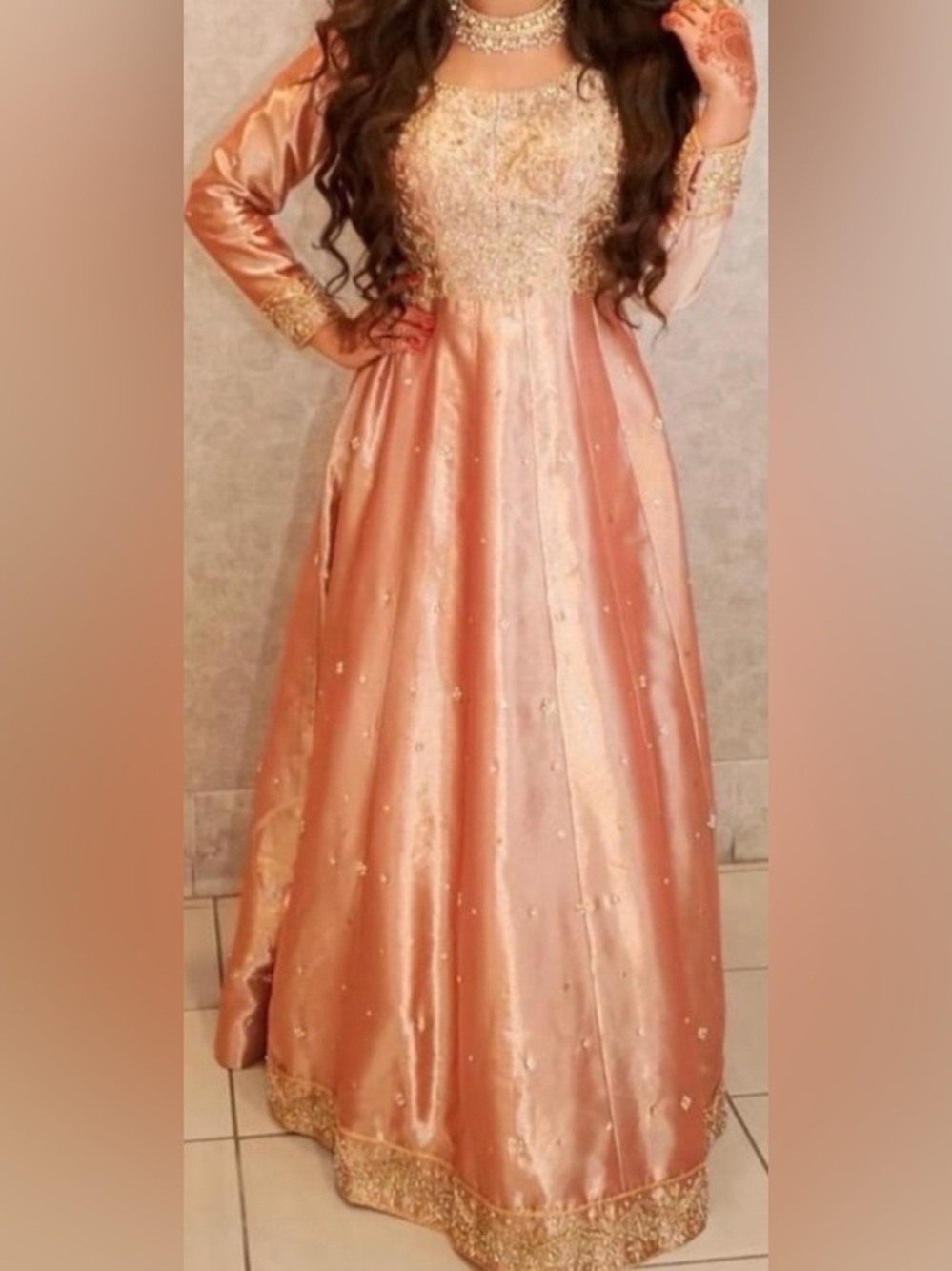Bespoke Pink and Gold Pakistani Dress